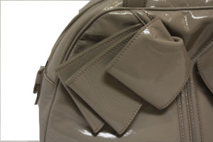 YSL Obi Bow Handbag in grey patent leather